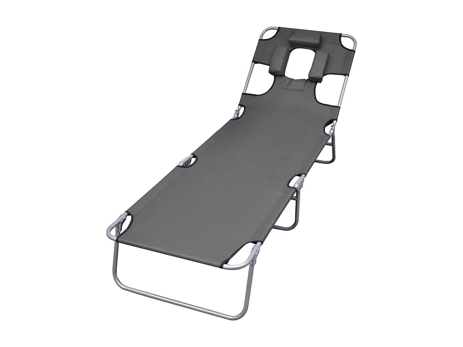 Bain de soleil pliable et coussin de tête Dossier réglable Gris FR11905