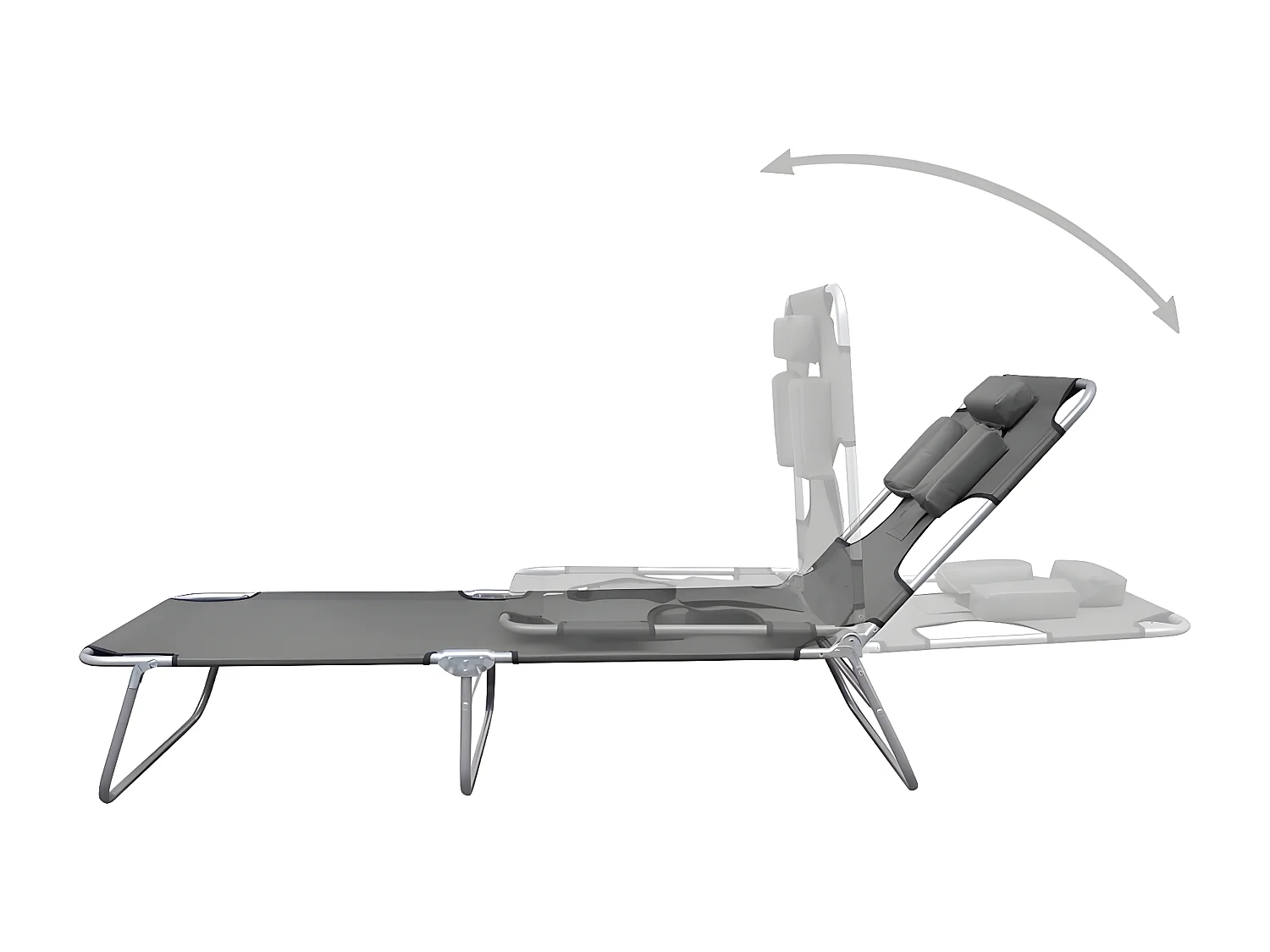 Bain de soleil pliable et coussin de tête Dossier réglable Gris FR11905