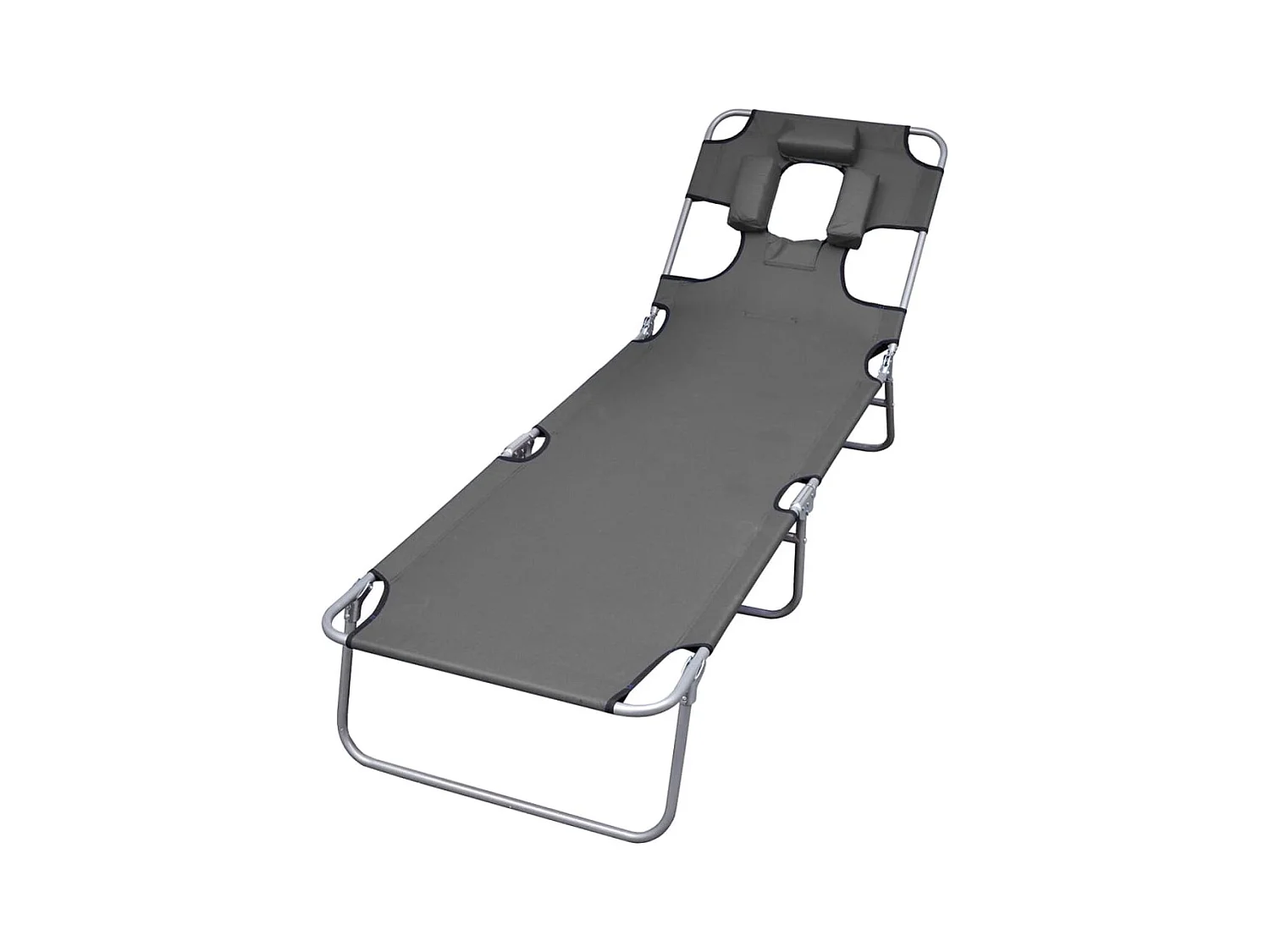 Bain de soleil pliable et coussin de tête Dossier réglable Gris FR11905