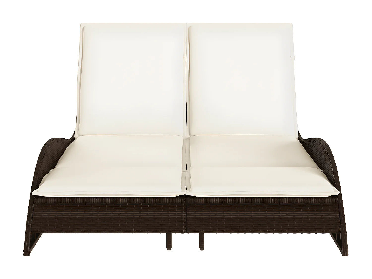 Bain de soleil avec coussins marron 114x205x73 cm résine tressée FR37874