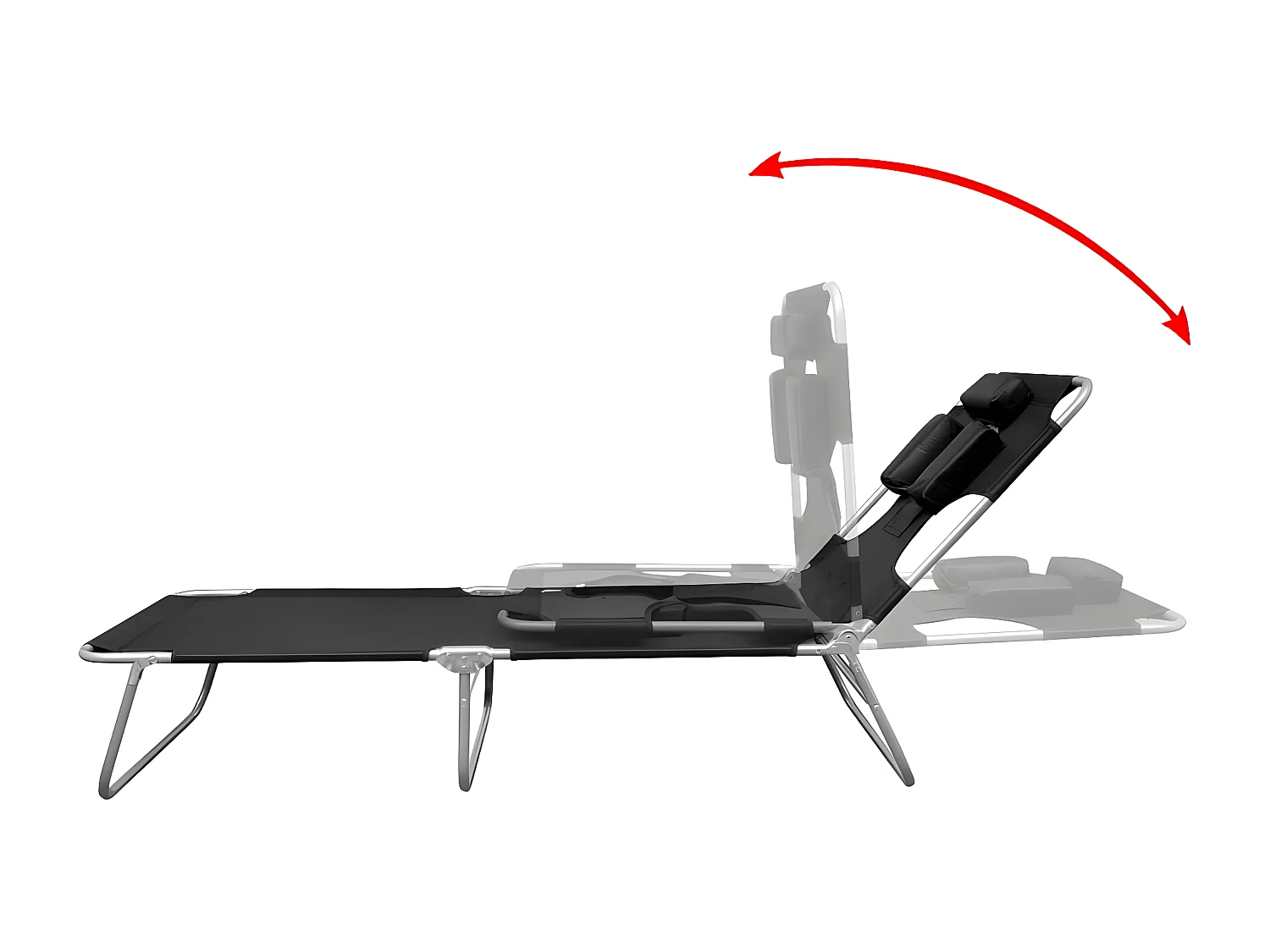 Tumbona plegable de acero con cojín de cabeza acero negra ES105743