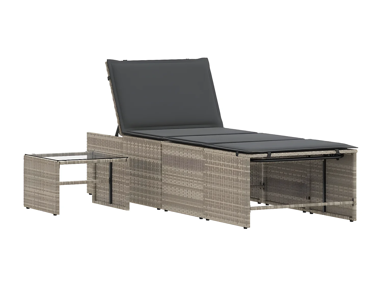 Lot de 2 Bains de soleil avec table gris clair résine tressée FR43714