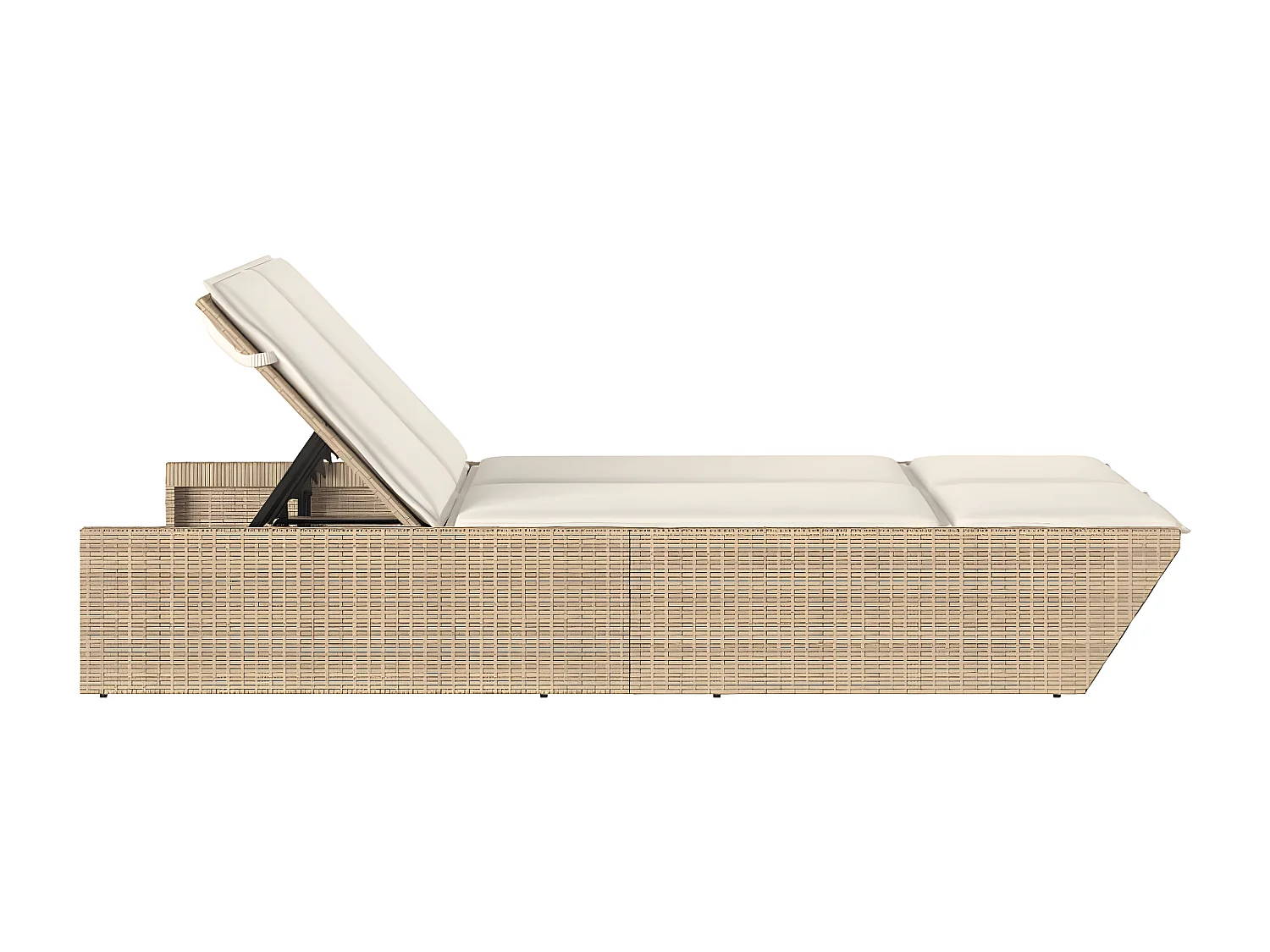 Tumbona doble con cojines ratán sintético beige ES269888