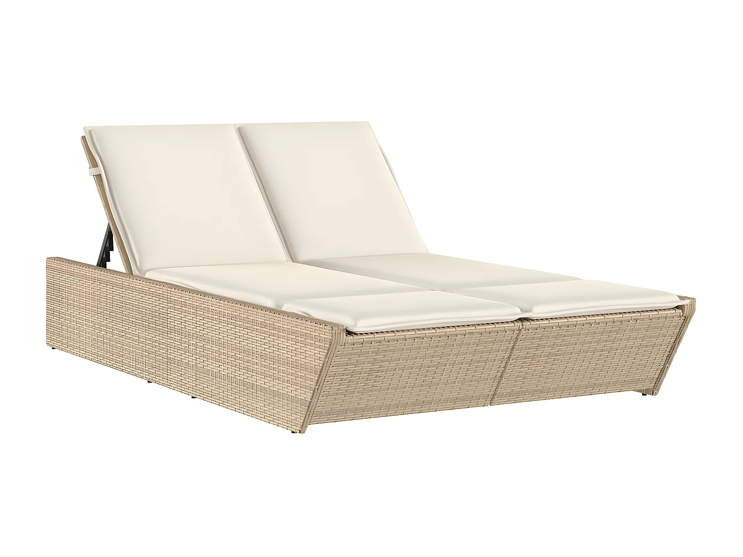 Bain de soleil double avec coussins beige résine tressée FR86399