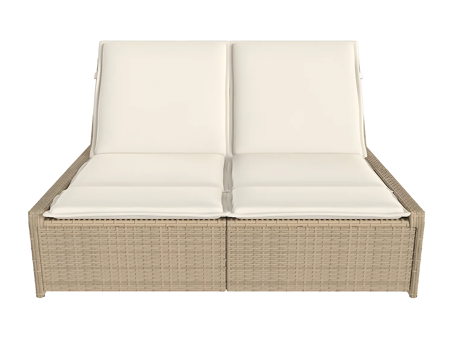 Bain de soleil double avec coussins beige résine tressée FR86399