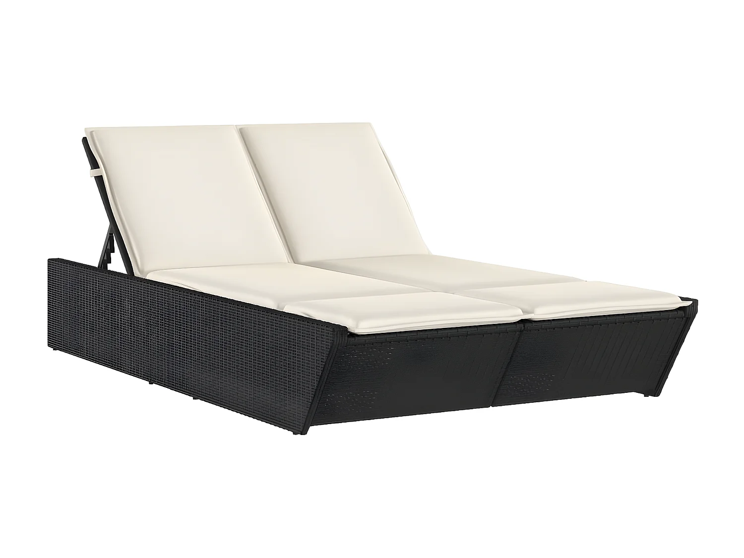 Bain de soleil double avec coussins noir résine tressée FR49080