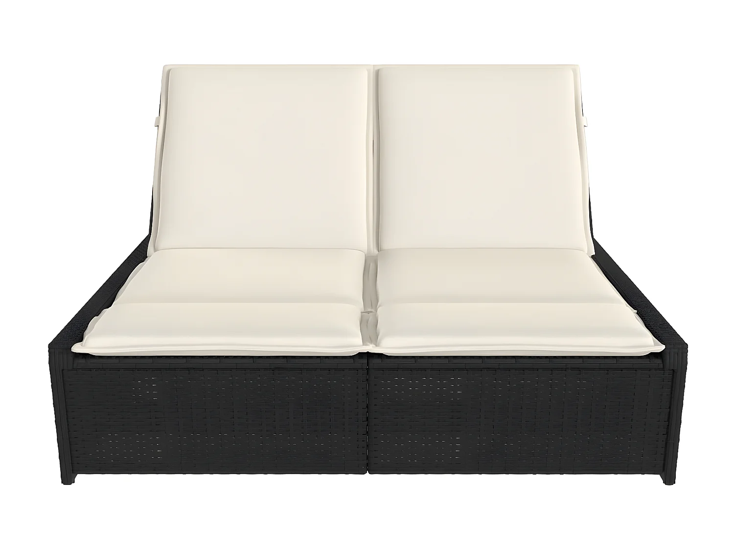 Bain de soleil double avec coussins noir résine tressée FR49080