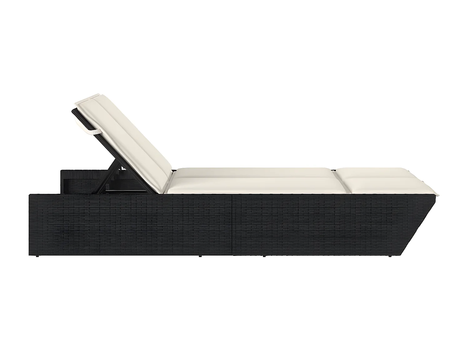 Bain de soleil double avec coussins noir résine tressée FR49080