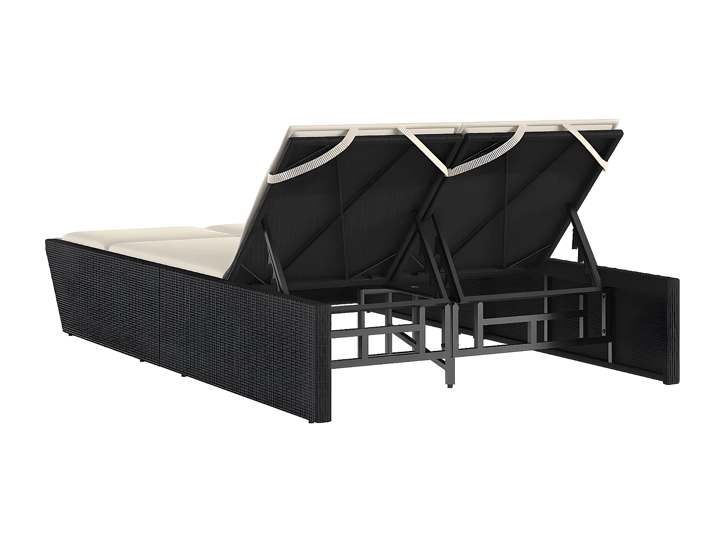 Bain de soleil double avec coussins noir résine tressée FR49080