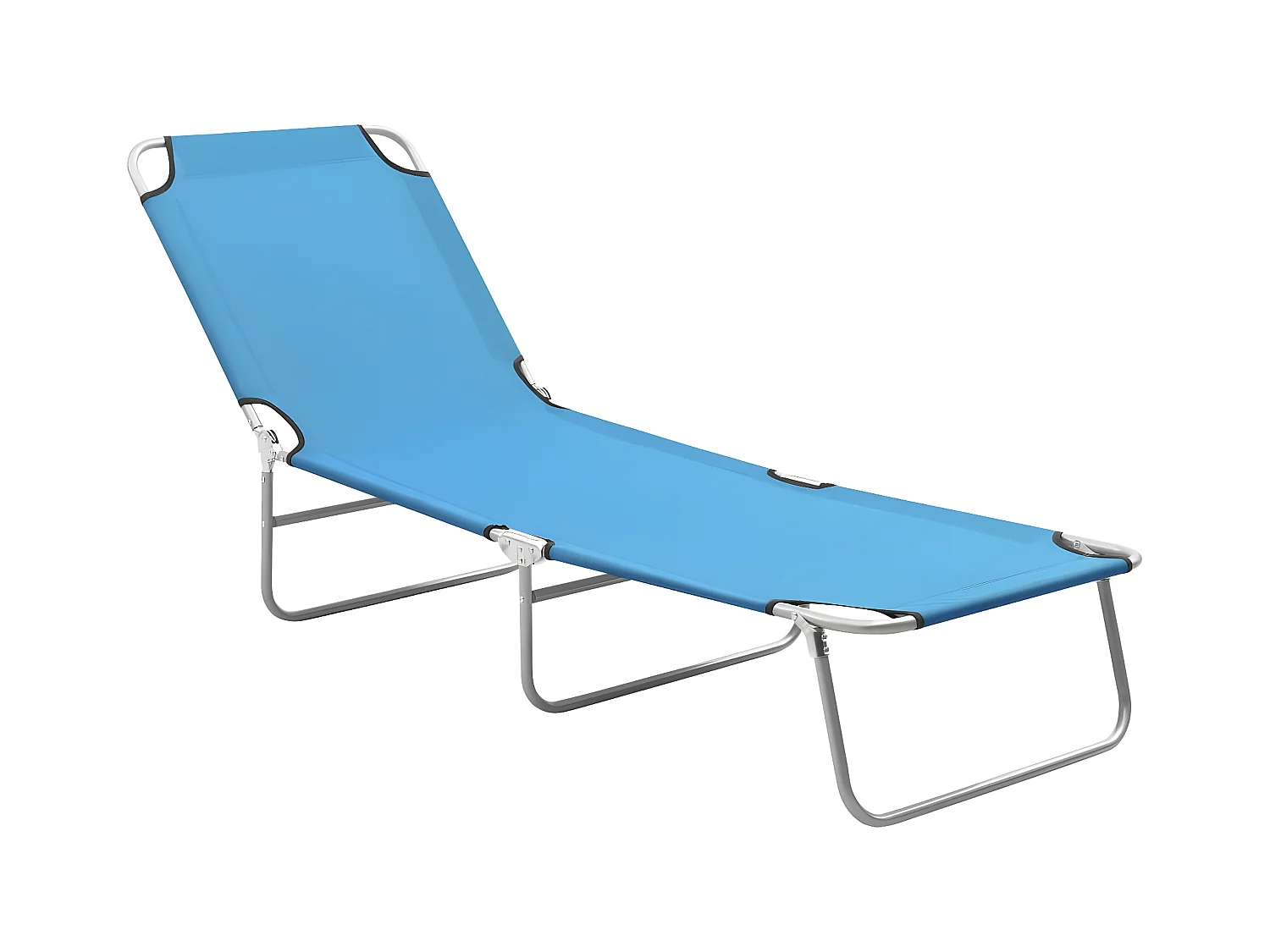 Bain de soleil pliable acier et tissu bleu turquoise FR90760