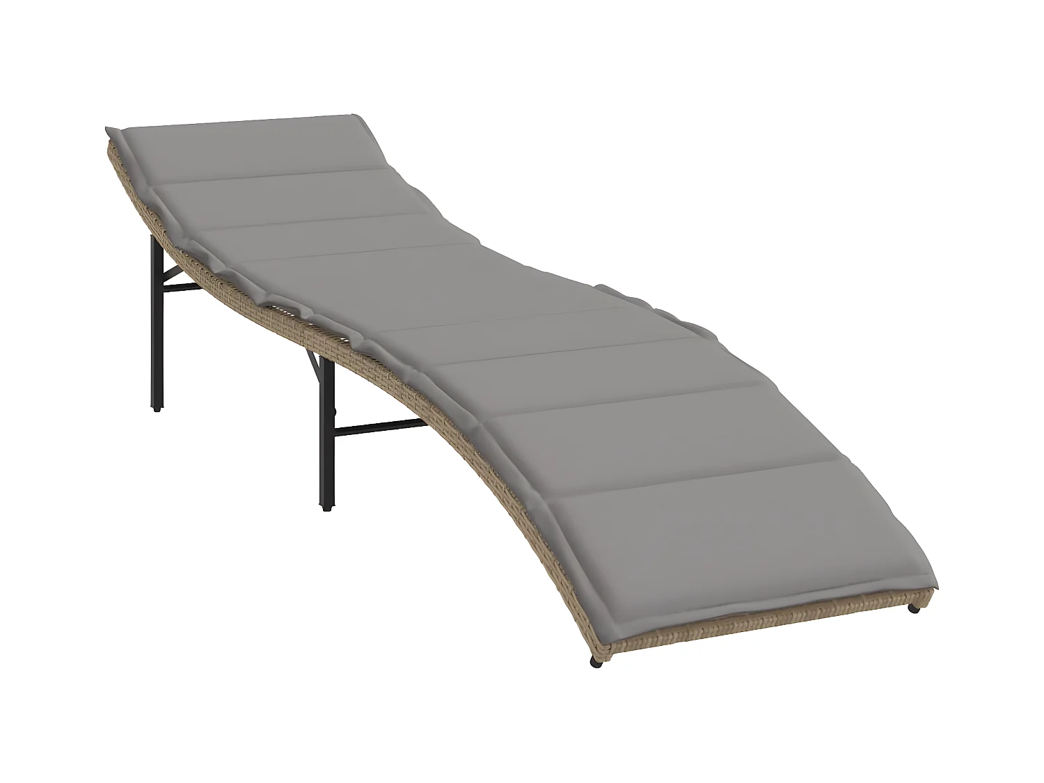 Lot de 2 Bains de soleil avec coussins beige résine tressée FR64726