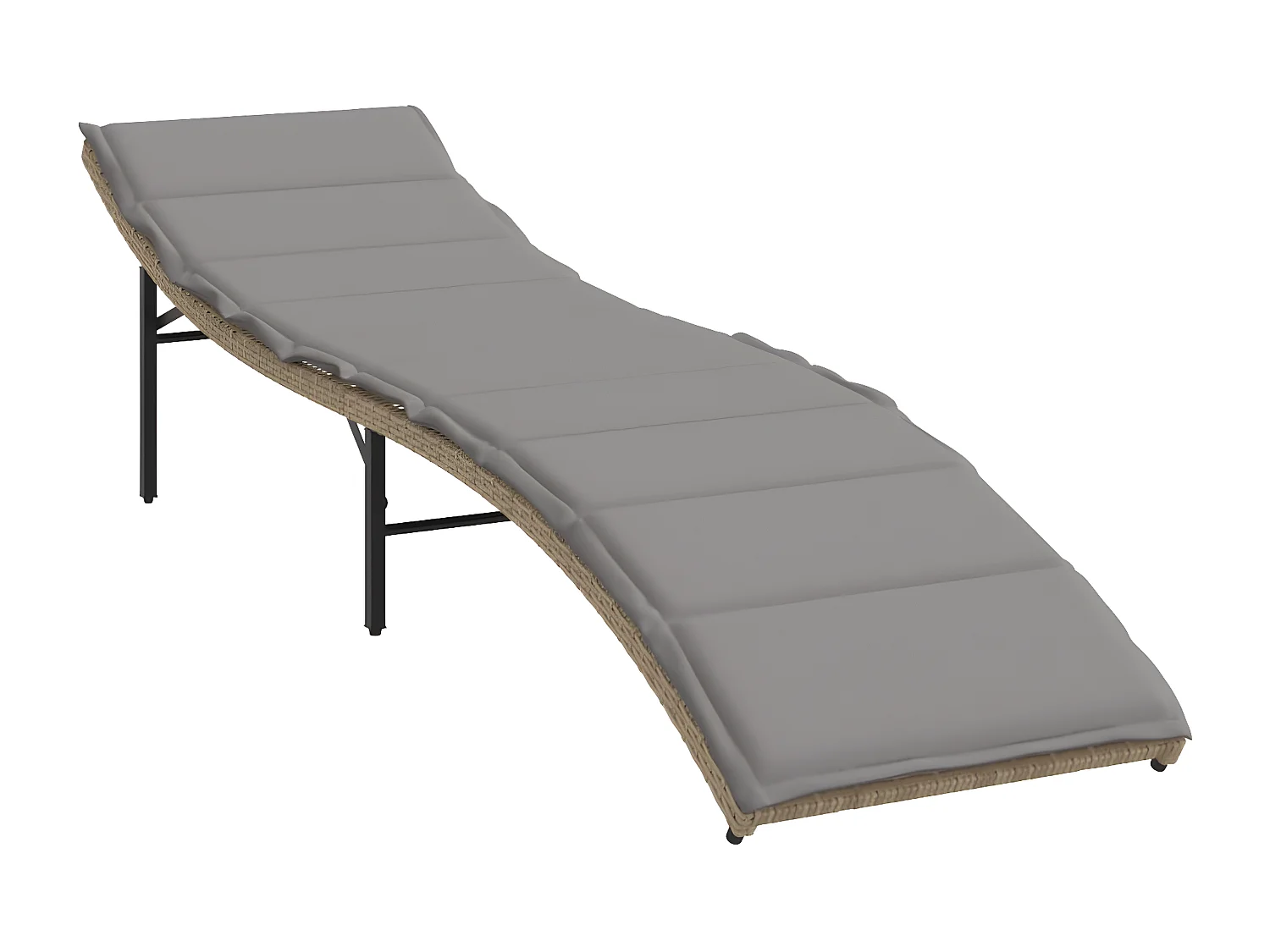 Lot de 2 Bains de soleil avec coussins beige résine tressée FR64726