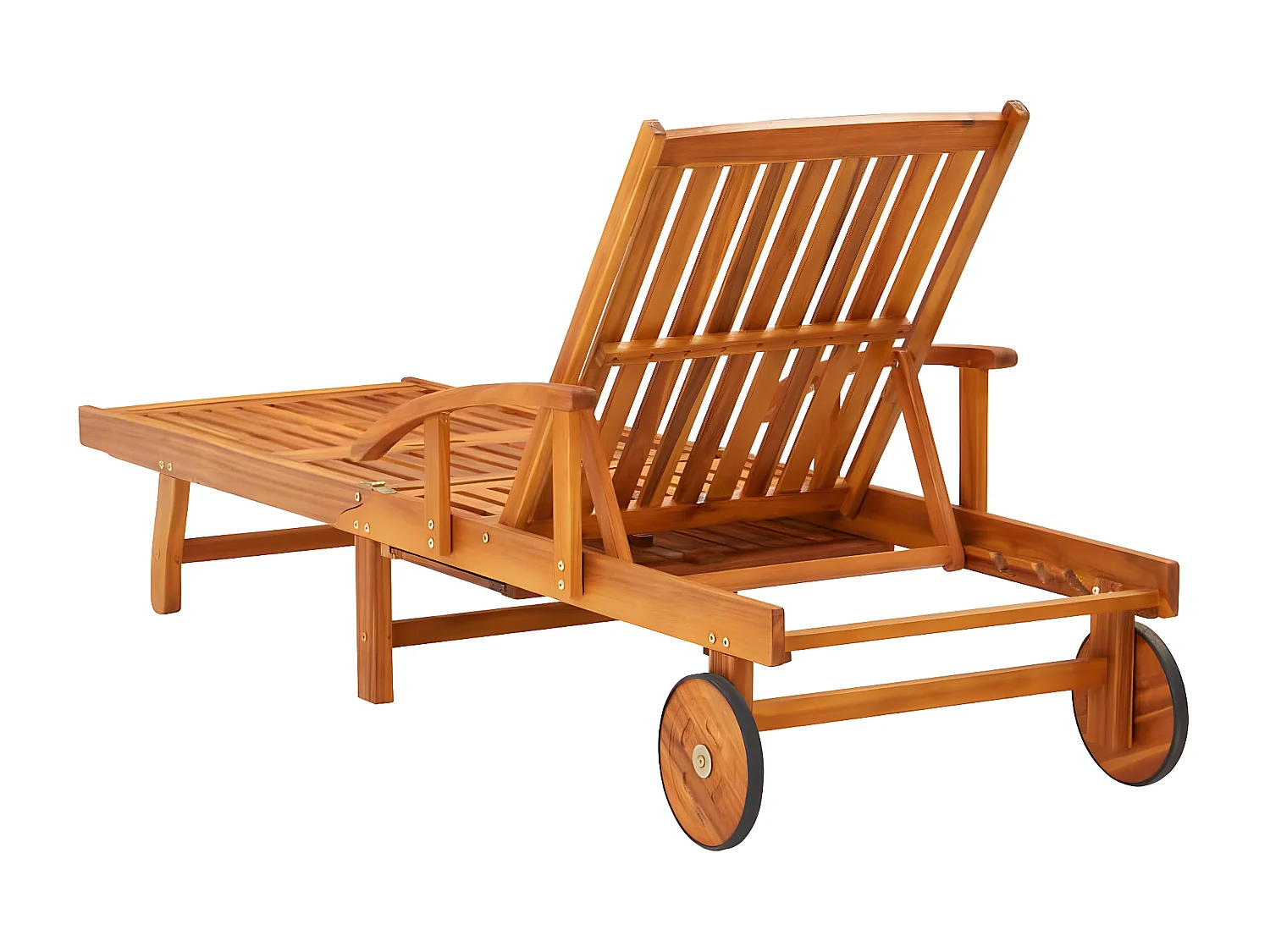 Bain de soleil de jardin avec table et coussin Bois d'acacia FR64398