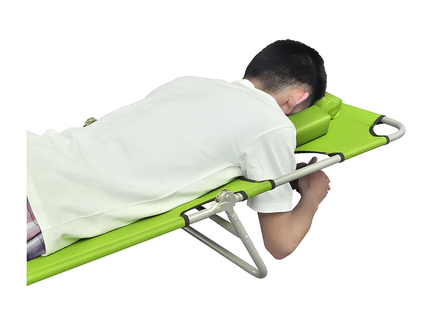 Tumbona plegable de acero y cojín de cabeza acero verde manzana ES538350