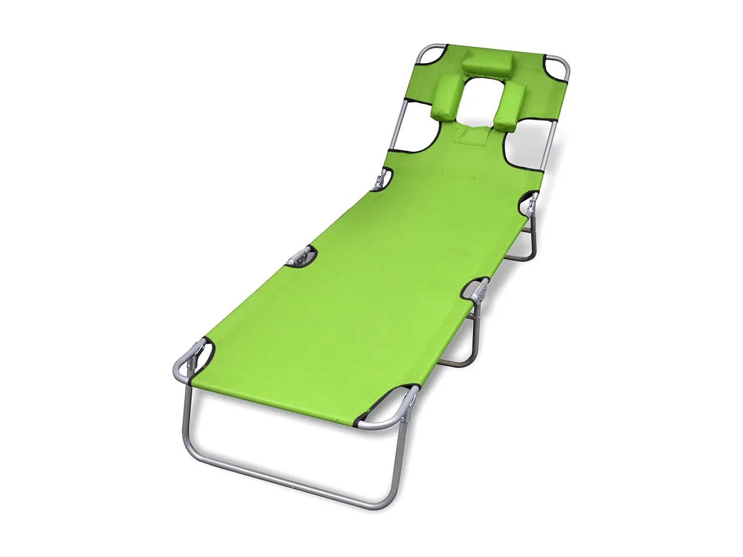 Tumbona plegable de acero y cojín de cabeza acero verde manzana ES538350