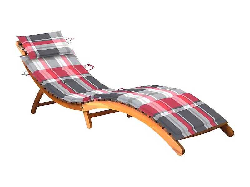 Bain de soleil de jardin avec coussin Bois d'acacia solide FR81354