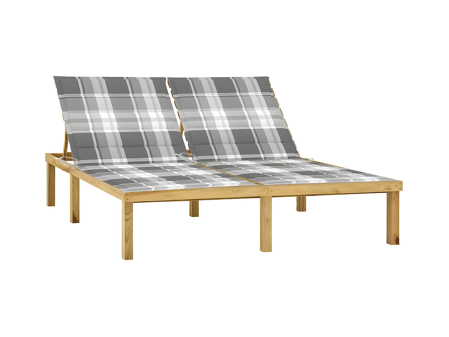 Bain de soleil double avec coussins Bois de pin imprégné FR93217
