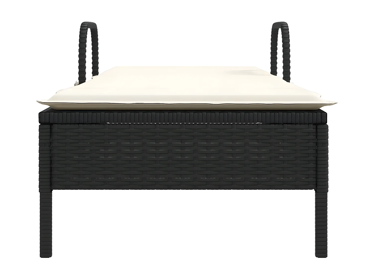 Bain de soleil avec roues et coussin noir résine tressée FR35793