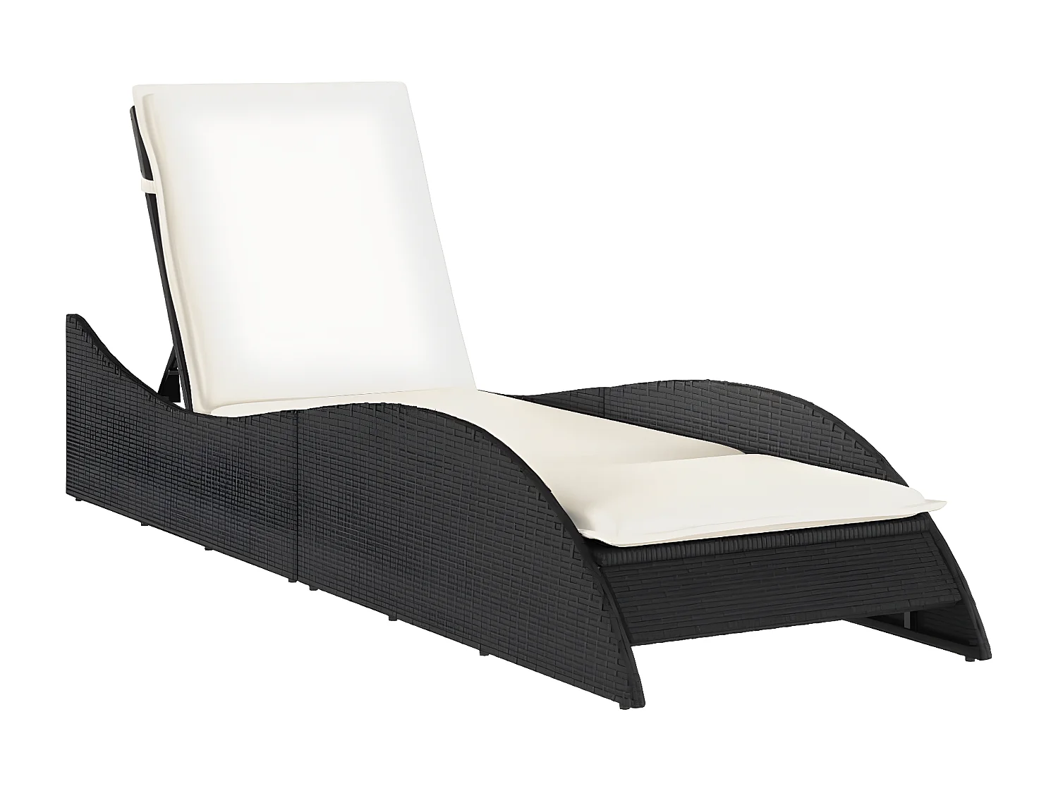 Bain de soleil avec coussin noir 60x205x73 cm résine tressée FR29743