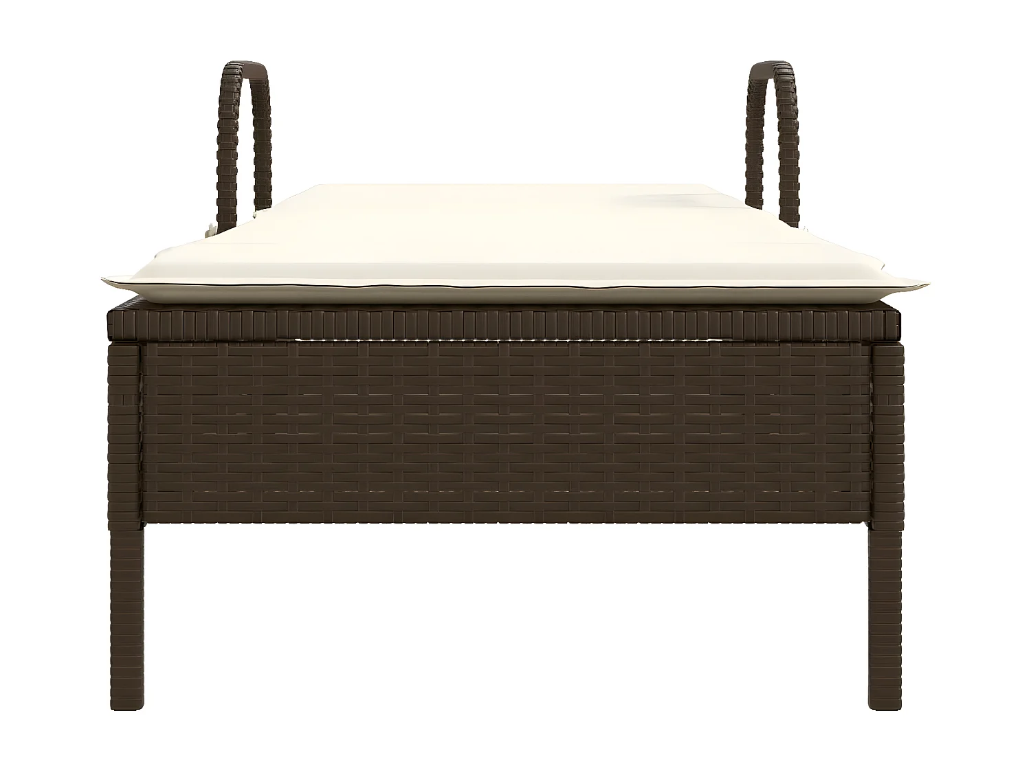 Ligbed met wielen en kussen poly rattan bruin BE623227