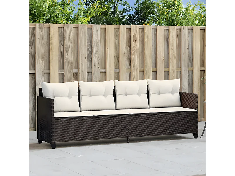 Bain de soleil avec coussins marron résine tressée FR33437