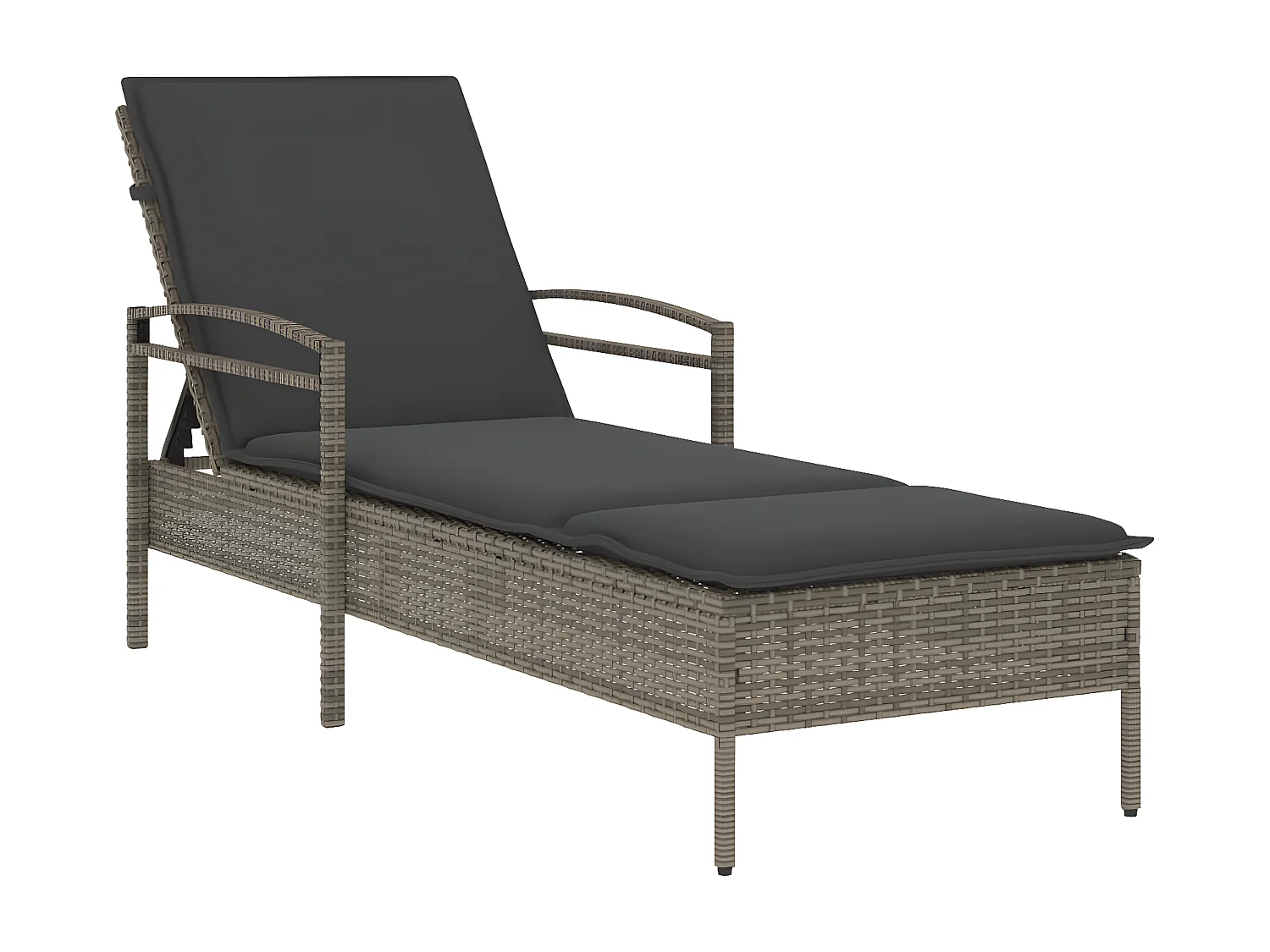 Tumbona con cojín ratán sintético gris 63x200x81 cm ES572702