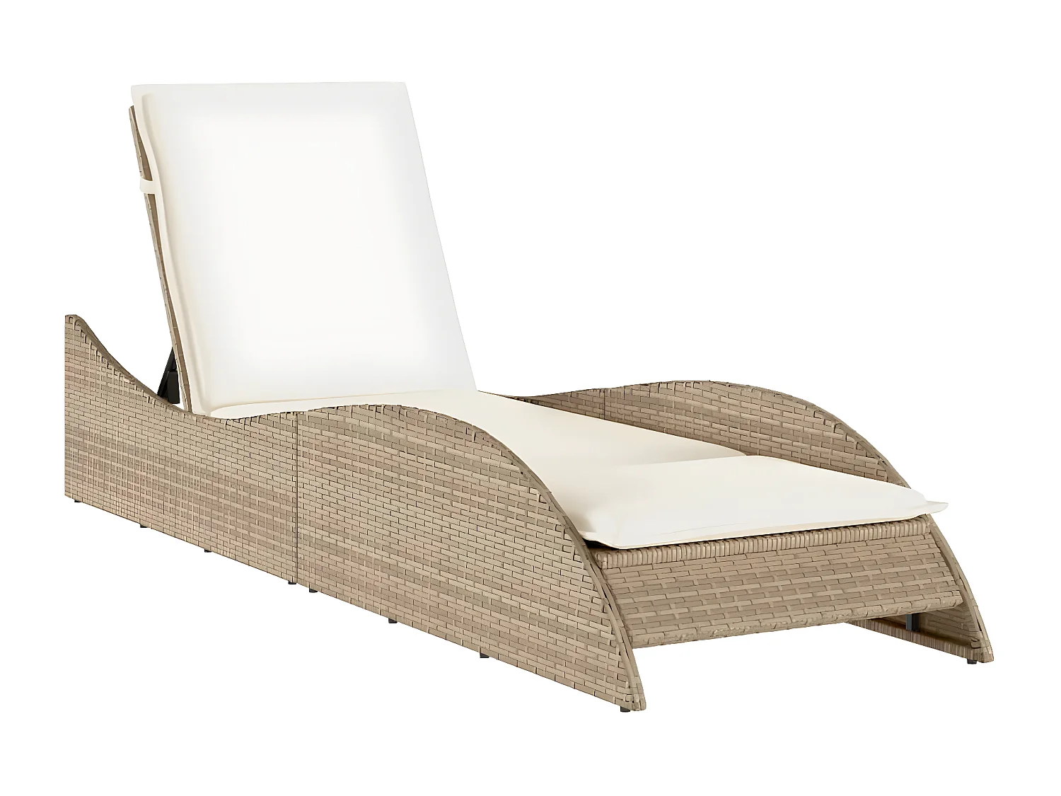 Tumbona con cojín ratán sintético beige 60x205x73 cm ES433837