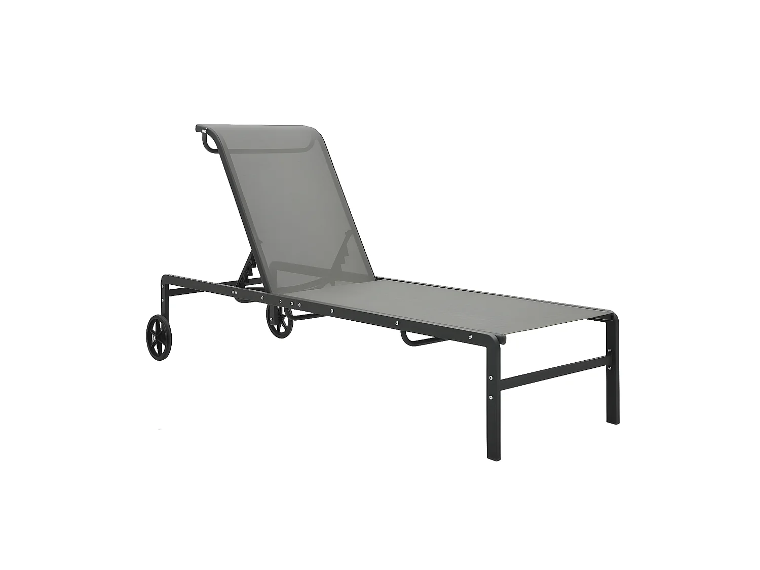 Lot de 2 Bains de soleil avec table Textilène et acier FR30660