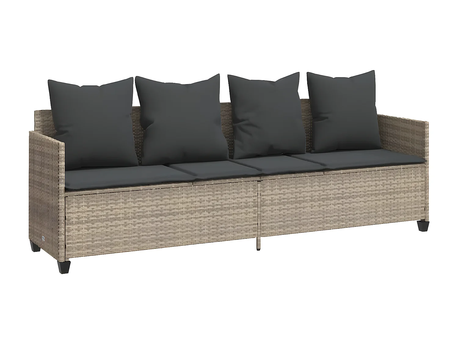 Bain de soleil avec coussins gris clair résine tressée FR31010