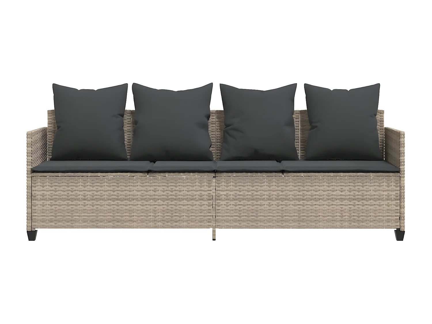 Bain de soleil avec coussins gris clair résine tressée FR31010