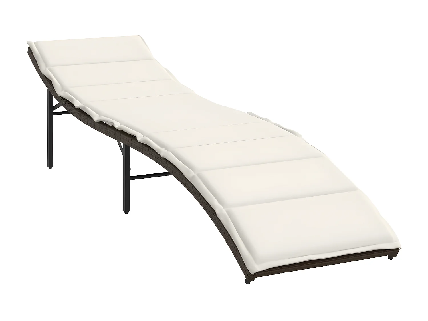 Bain de soleil avec coussin marron 55x199x50 cm résine tressée FR75493