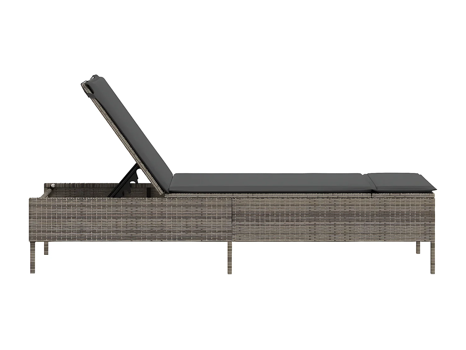 Tumbona con cojín ratán sintético con cojín gris ES996838