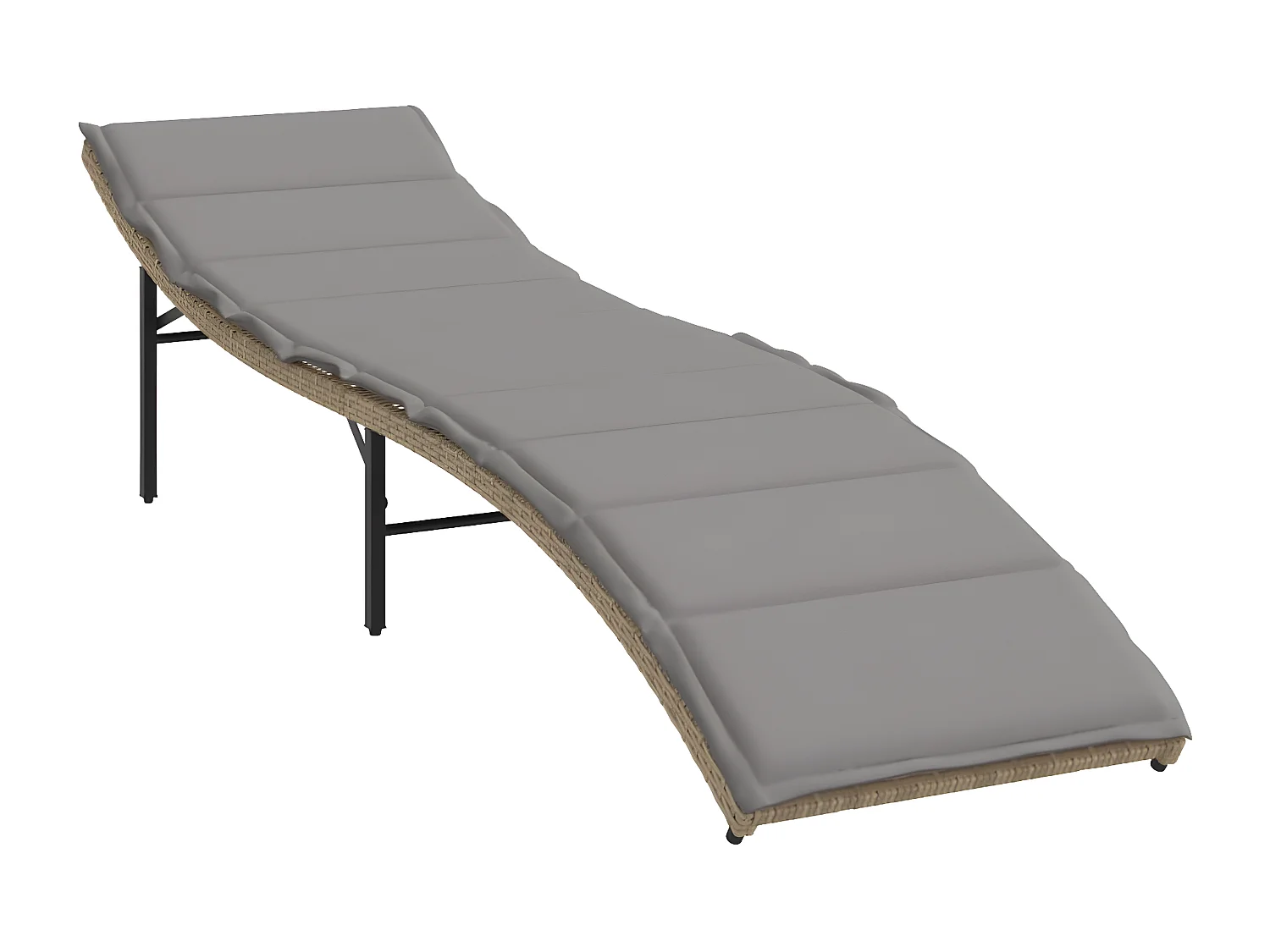 Bain de soleil avec coussin beige 55x199x50 cm résine tressée FR23129