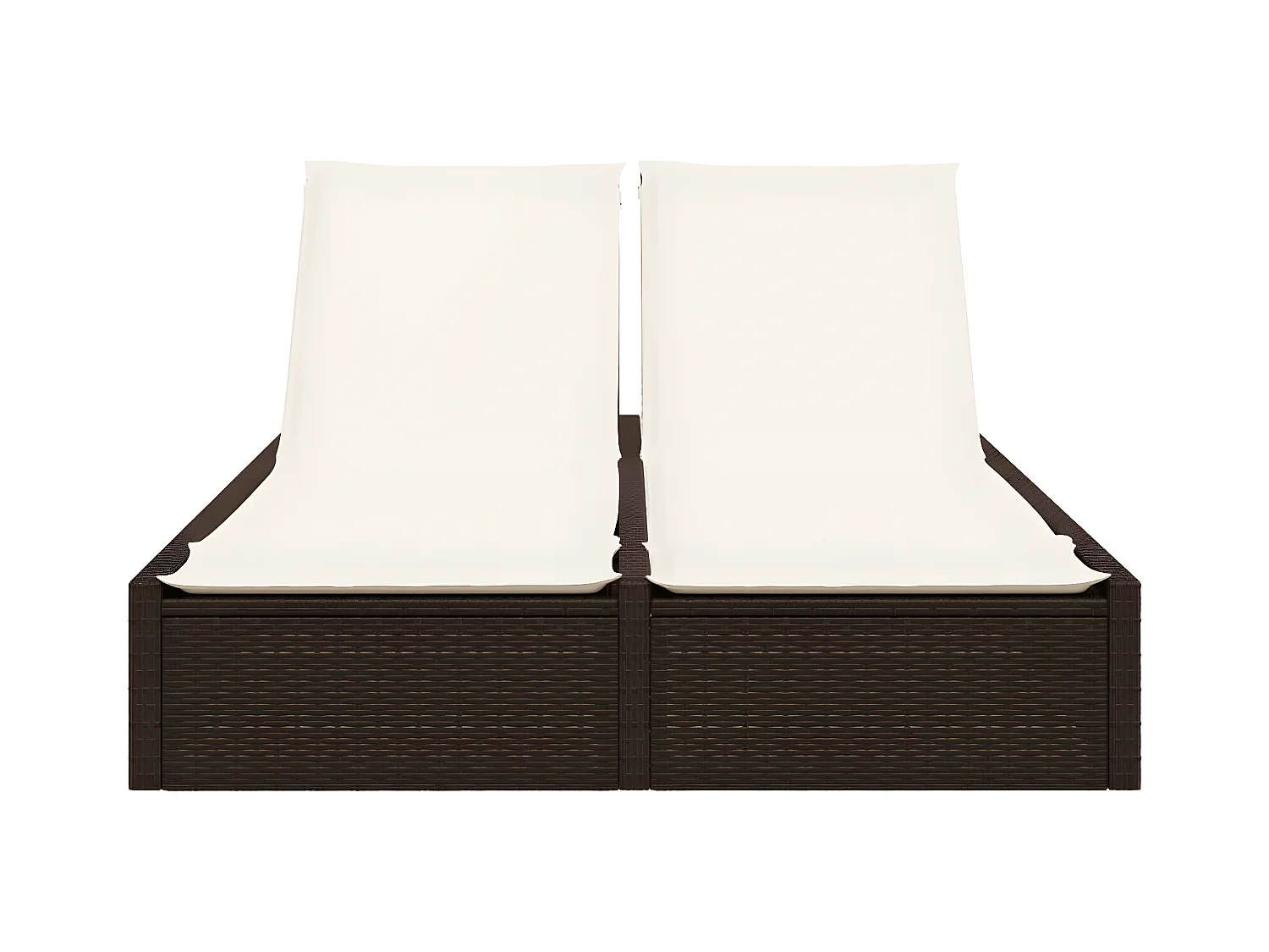 Bain de soleil double avec coussins marron résine tressée FR44159