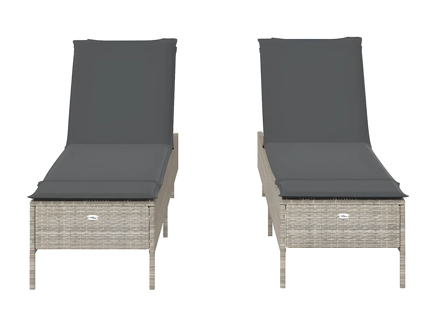Lot de 2 Bains de soleil avec coussins gris résine tressée FR71183