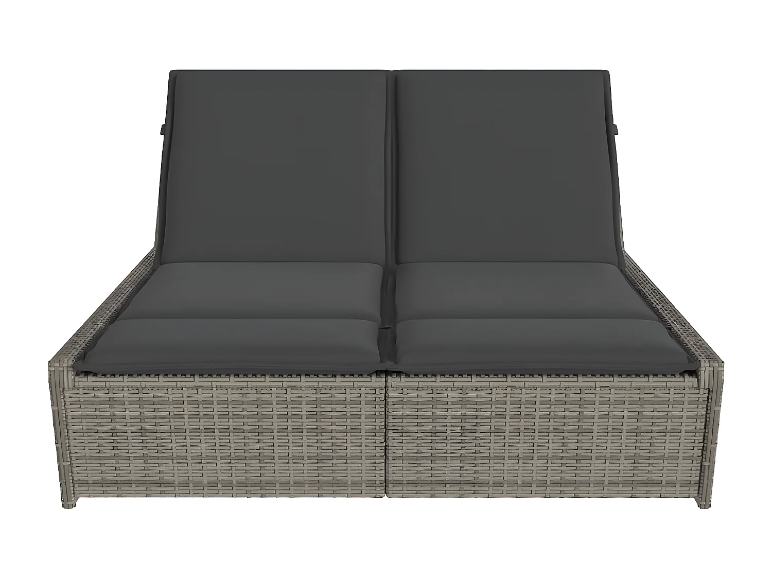 Ligbed 2-persoons met kussens poly rattan grijs BE296753