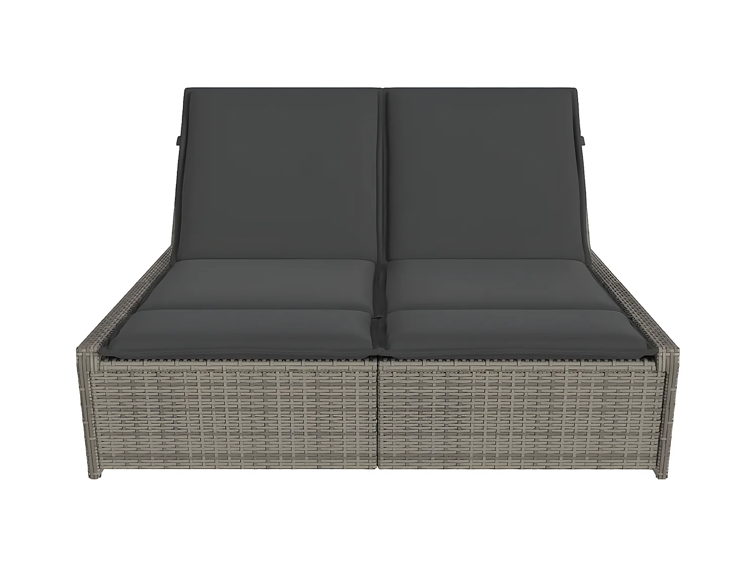 Bain de soleil double avec coussins gris résine tressée FR59858