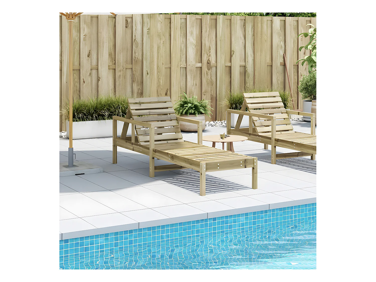 Bain de soleil 199,5x62x55 cm bois de pin imprégné FR76521