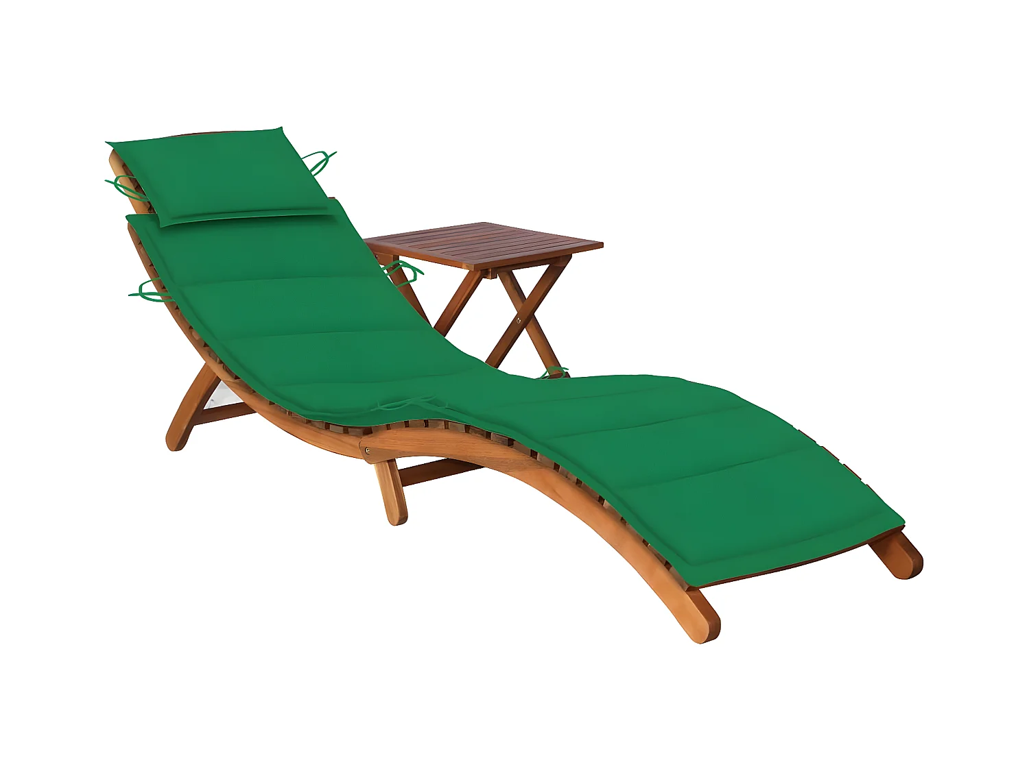 Bain de soleil de jardin avec table et coussin Bois d'acacia FR38271