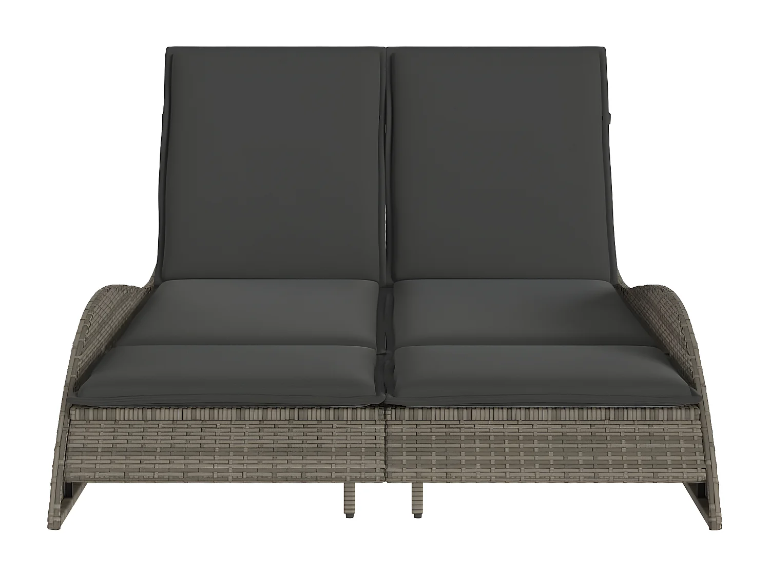 Tumbona con cojines ratán sintético gris 114x205x73 cm ES990242