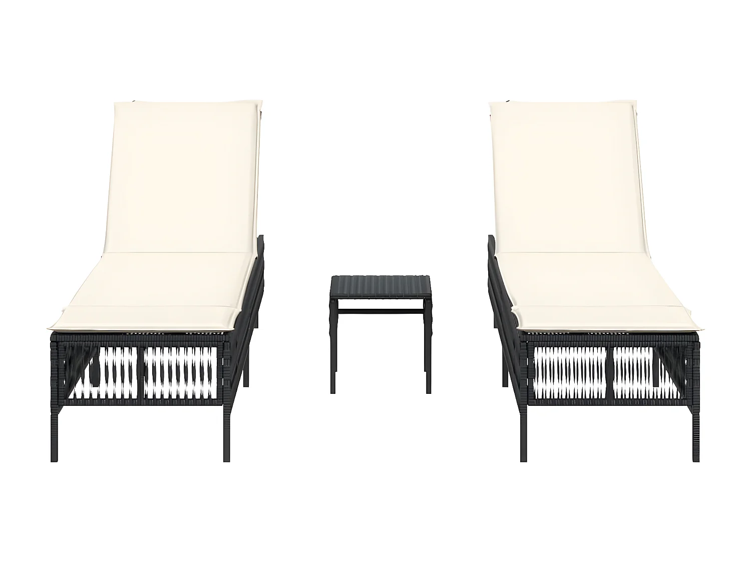 Lot de 2 Bains de soleil avec table noir résine tressée FR96098