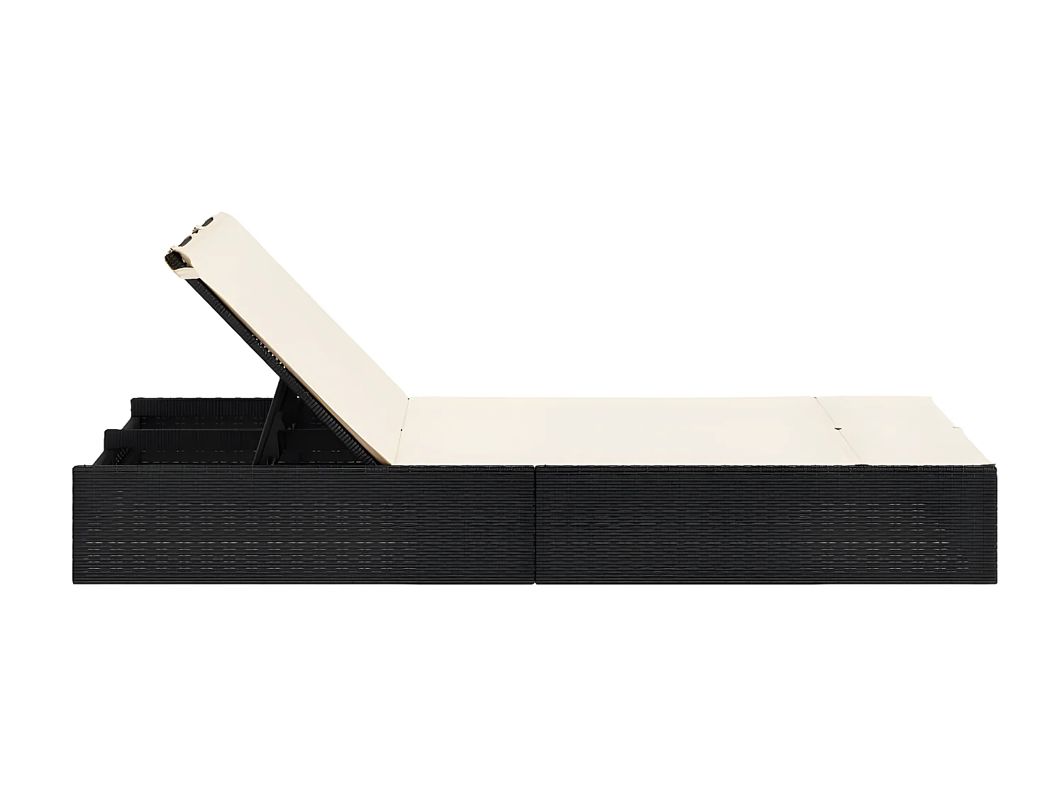 Bain de soleil double avec coussins noir résine tressée FR81231