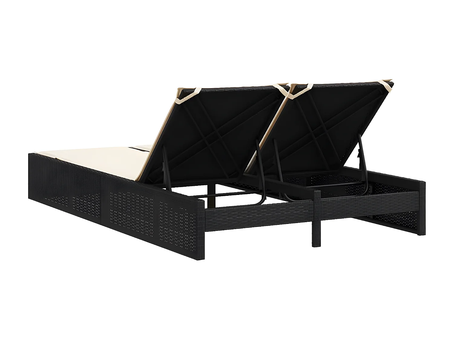 Bain de soleil double avec coussins noir résine tressée FR81231