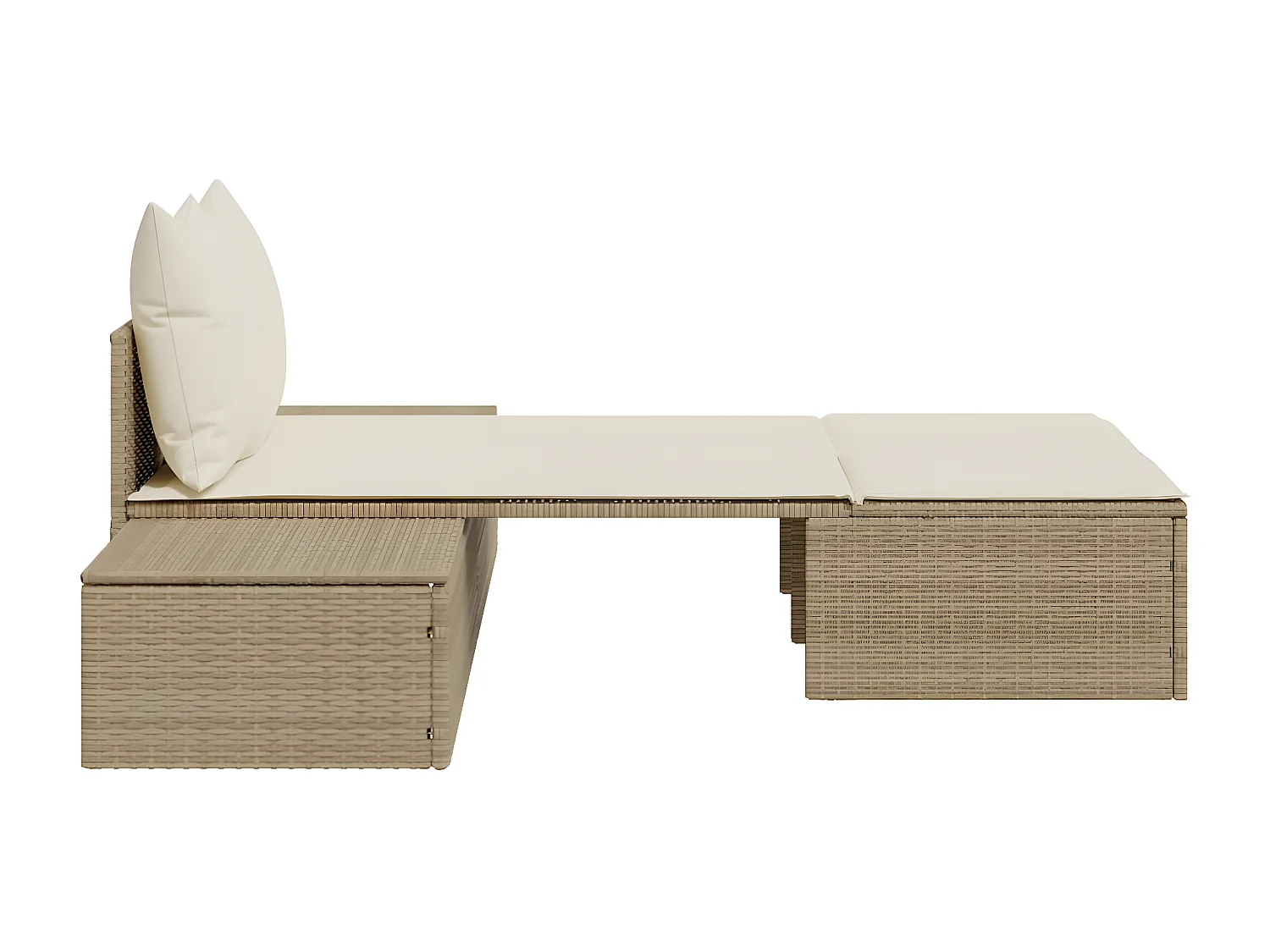 Ligbed 2-persoons met kussens poly rattan beige BE862841