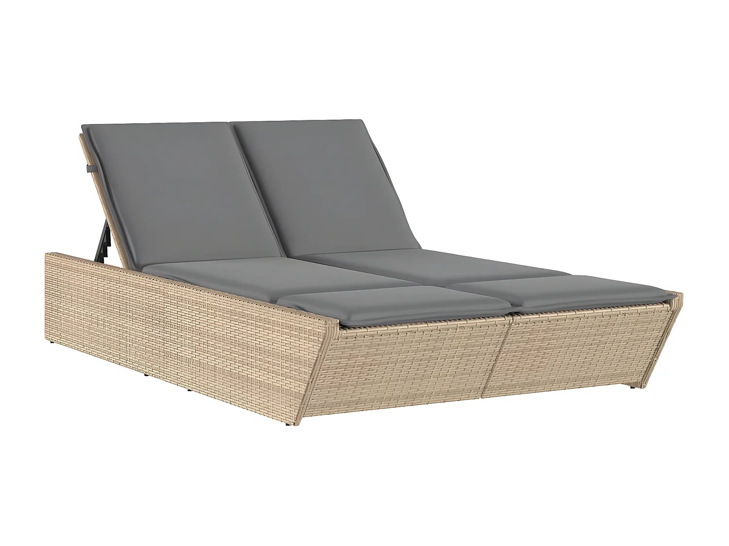 Bain de soleil double avec coussins beige résine tressée FR69395
