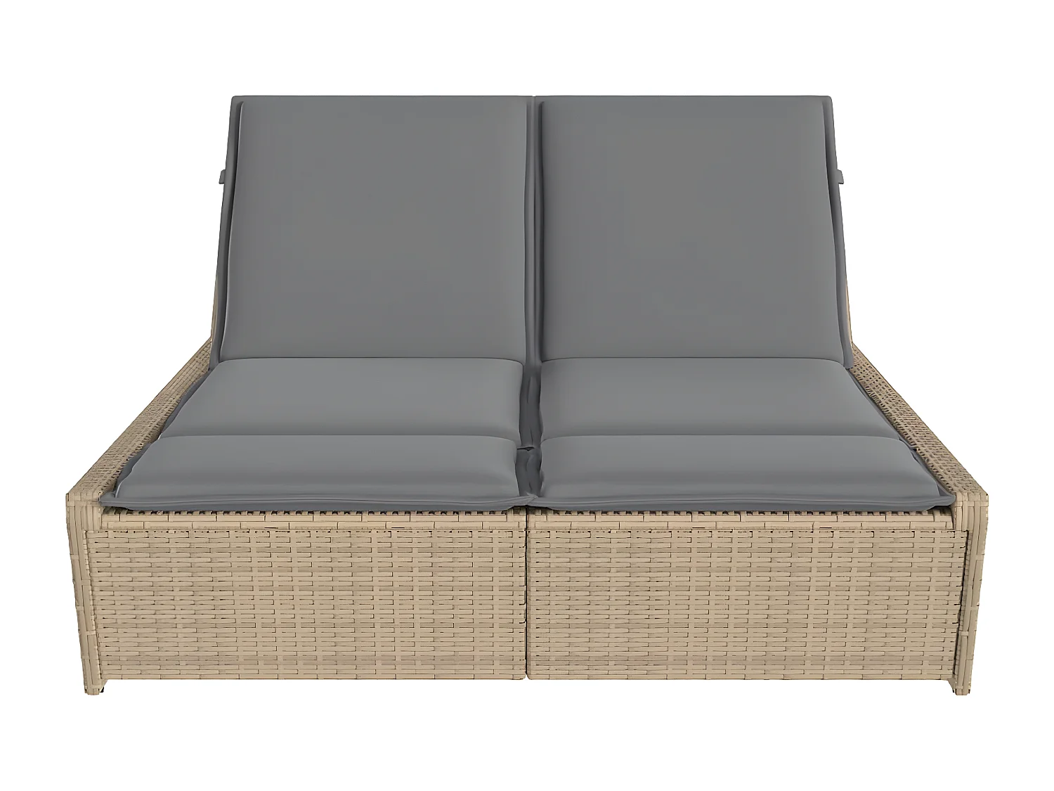 Bain de soleil double avec coussins beige résine tressée FR69395