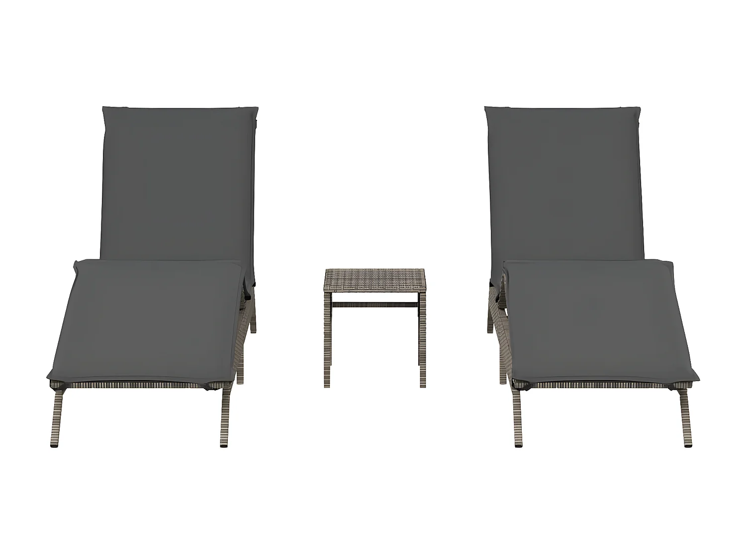 Lot de 2 Bains de soleil avec table gris résine tressée FR90419