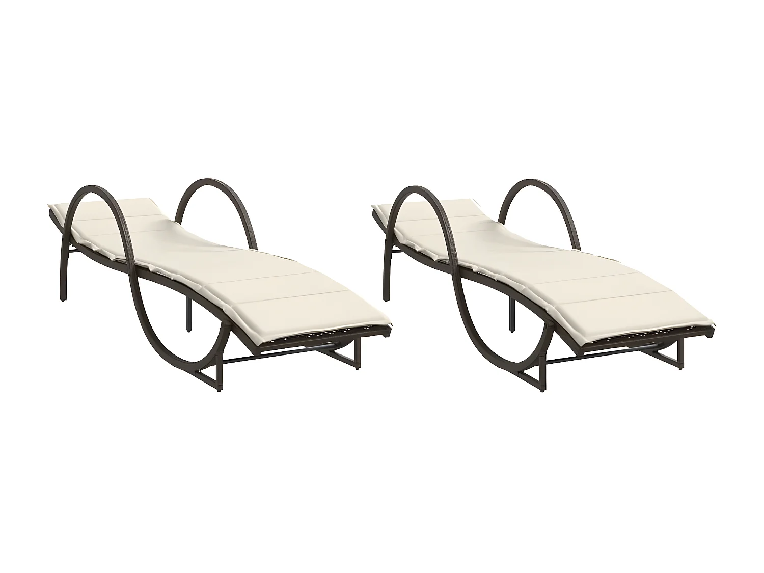Lot de 2 Bains de soleil avec coussins marron résine tressée FR74815