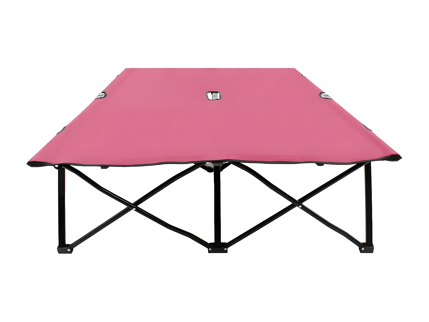 Bain de soleil pliable 2 places rose acier FR12580