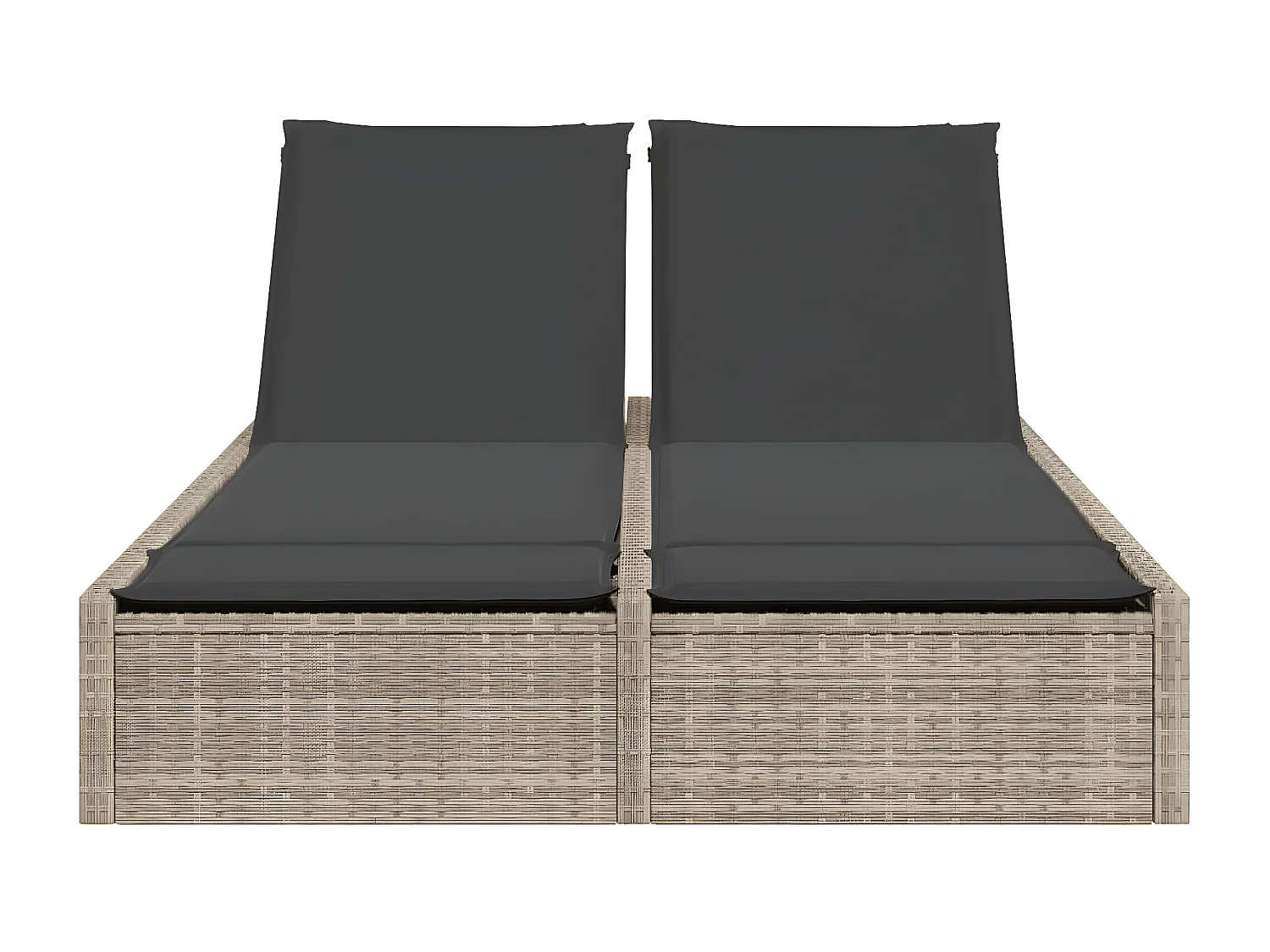 Bain de soleil double avec coussins gris clair résine tressée FR63040
